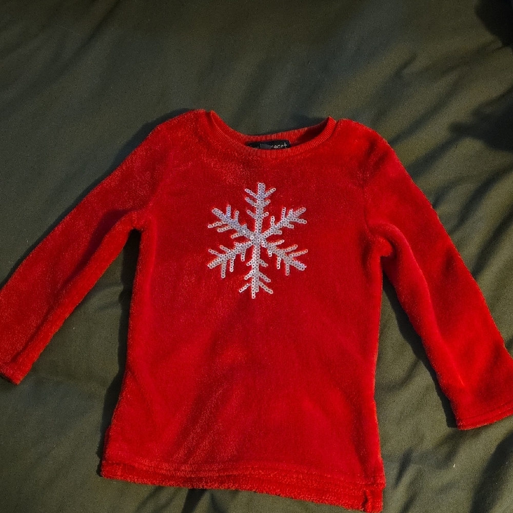 Derek Heart Red Long Sleeve Snowflake Tee